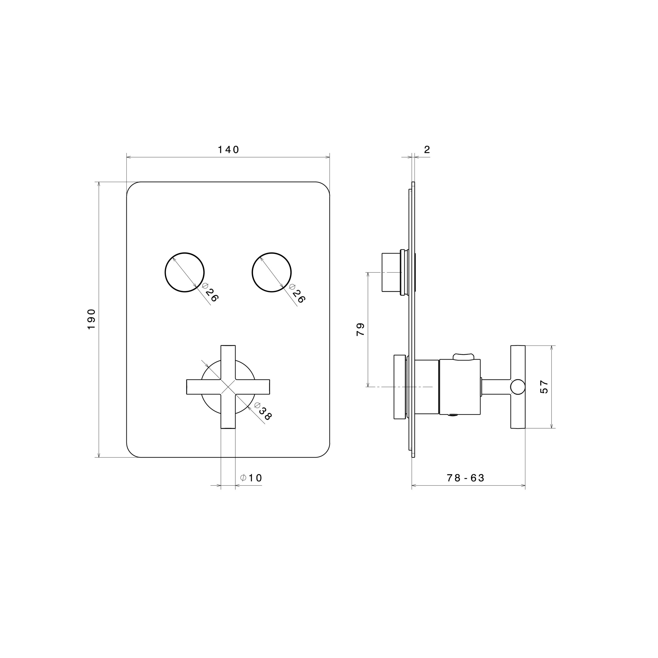 exklusive-duscharmatur-blink-chrom-2-wege-thermostat-newform-ak70411e-technische-zeichnung