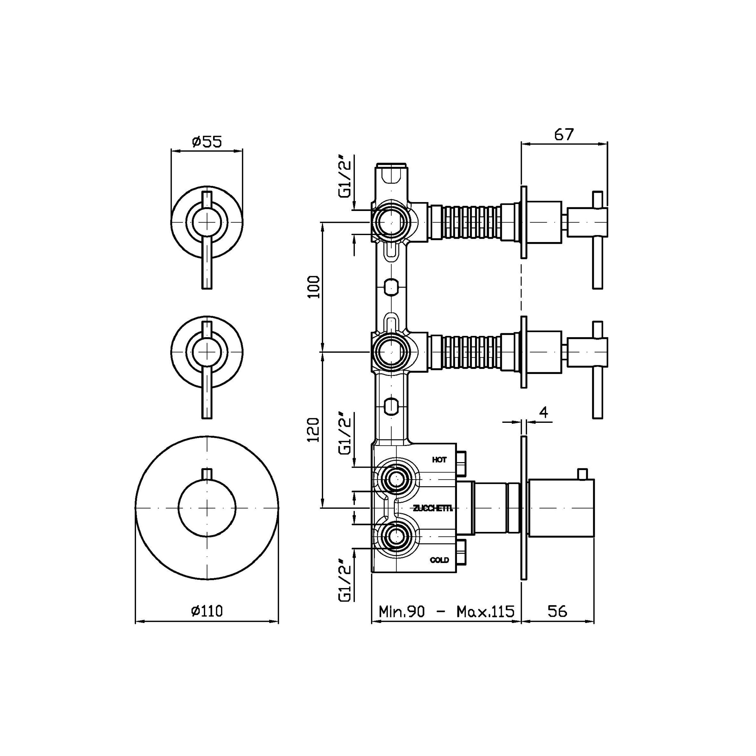 exklusive-zucchetti-duscharmatur-mit-2-hebel-ventilen-und-thermostat-zucchetti-helm-akzhl660-x-r97821-technische-zeichnung