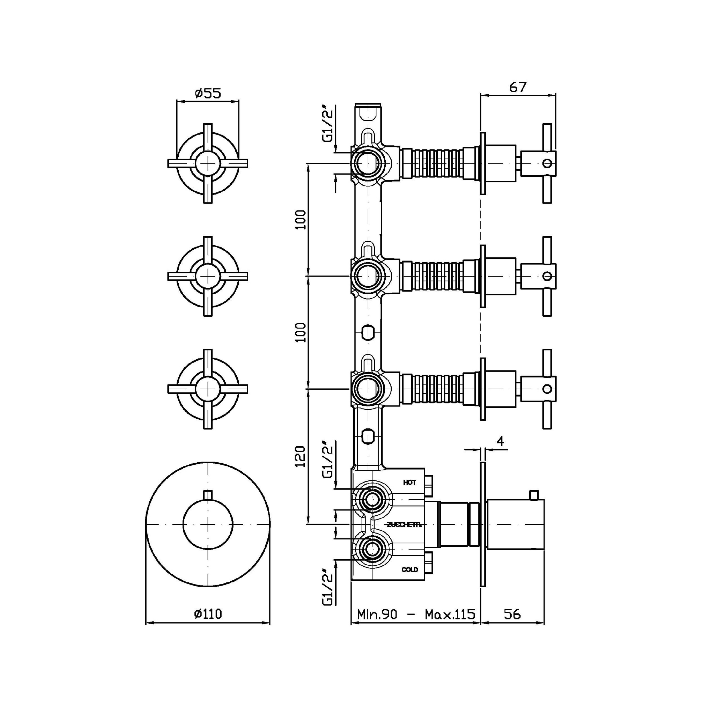 exklusive-zucchetti-duscharmatur-mit-3-kreuzgriff-ventilen-und-thermostat-zucchetti-helm-akzhm661-x-r97822-technische-zeichnung