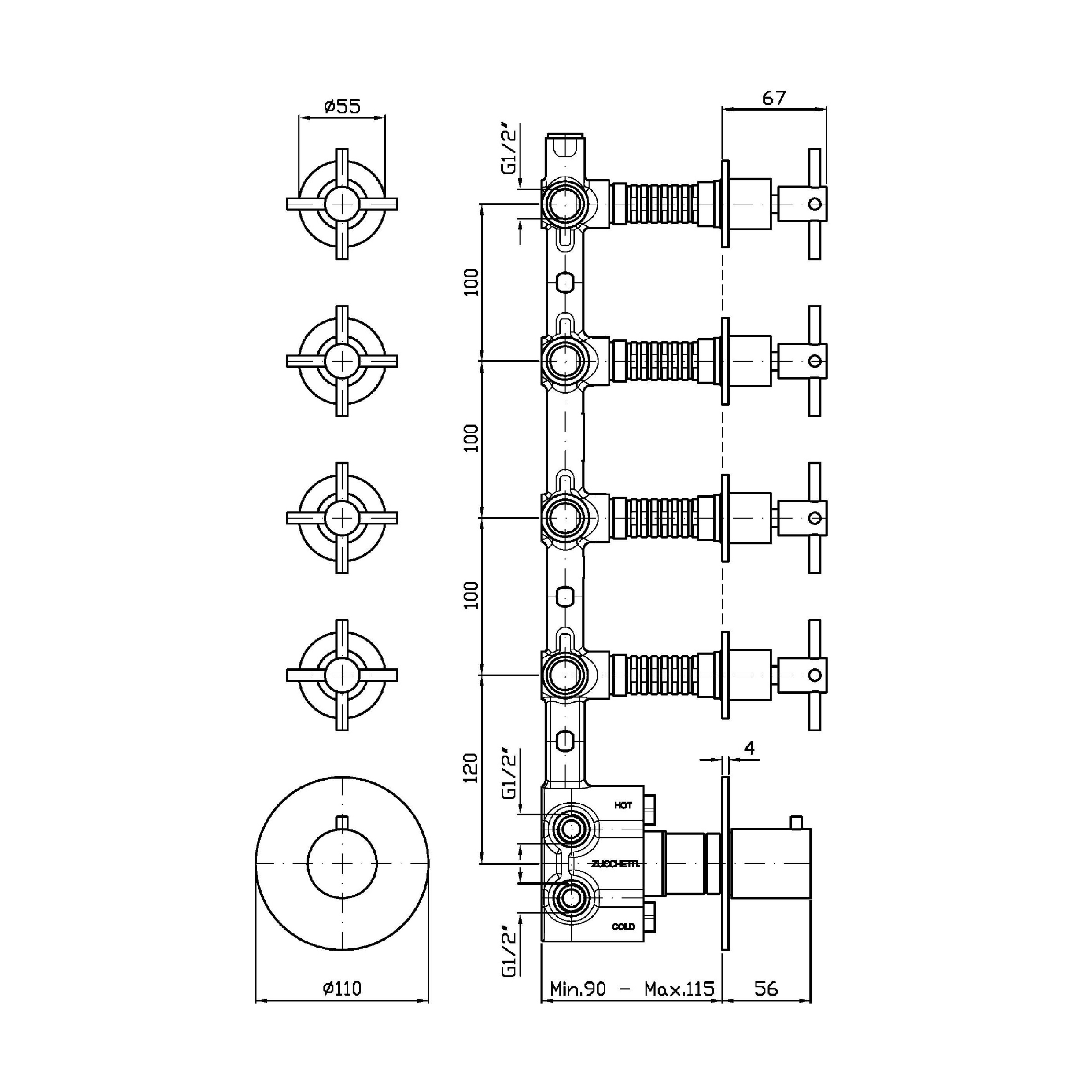 exklusive-zucchetti-duscharmatur-mit-4-kreuzgriff-ventilen-und-thermostat-zucchetti-helm-akzhm662-x-r97823-technische-zeichnung